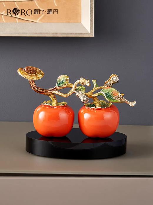 5F隆昌瓷器珐琅彩好柿成双摆件 商品图0