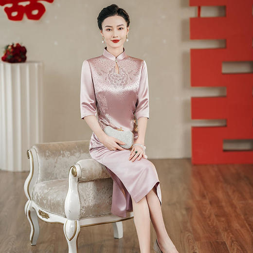 ALBB-新款香芋紫喜婆婆婚宴装高贵连衣裙 商品图1