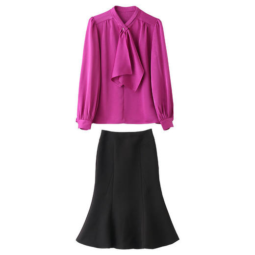 ALBB-女装时尚休闲套装2024新款气质优雅简洁衣领两件套套裙 商品图4