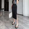 春夏新款潮【半身裙高腰包臀裙 通勤显瘦】中长款一步裙 侧边开叉褶皱西装裙  商品缩略图5
