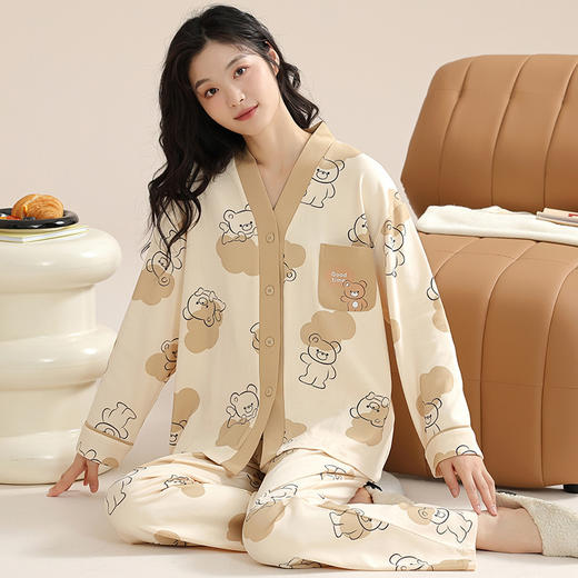 【亲肤舒适！春秋家居服】新款睡衣女春秋纯棉长袖薄款卡通仙女风可外穿家居服套装，卡通仙女风的图案点缀，更增添了少女的可爱气息。 商品图1