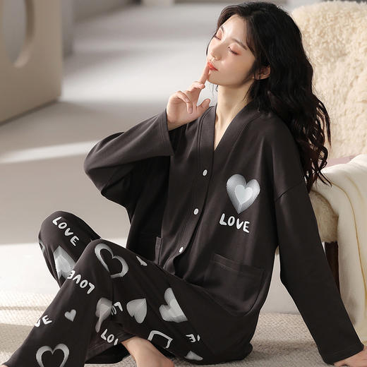 【休闲时尚！春秋开衫家居服】睡衣女春秋纯棉长袖秋季开衫多款可选简约高级感可外穿家居服套装，简洁大方，不仅适合家居，还可外穿-QQ 商品图1