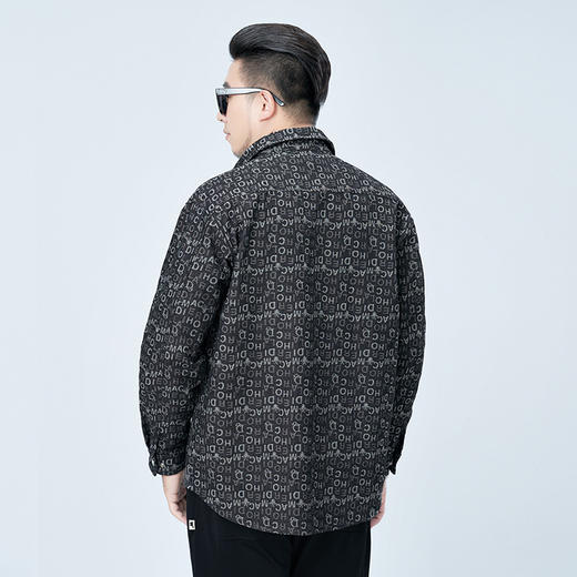 【Q】【新款DMH】大依优型大码满印牛仔外套潮牌男装胖子春翻领工装飞行夹克宽松外套男 商品图2