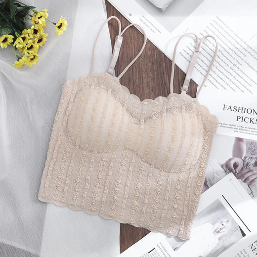 【2件/49元 又甜又撩的蕾丝Bra】提花蕾丝可调节美背 一体式无痕裹胸内衣 女士抹胸运动吊带背心 防走光外穿 商品图6