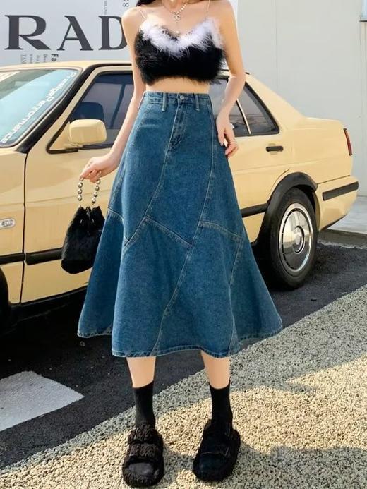 百搭中裙新款【气质牛仔裙 流行文艺半身裙女】慵懒潮流 自然腰ins时尚 商品图0