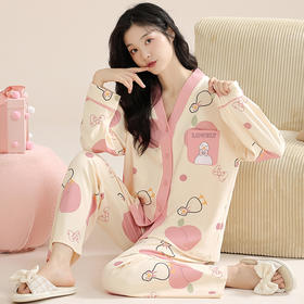 【休闲时尚！春秋开衫家居服】睡衣女春秋纯棉长袖秋季开衫多款可选简约高级感可外穿家居服套装，简洁大方，不仅适合家居，还可外穿-QQ