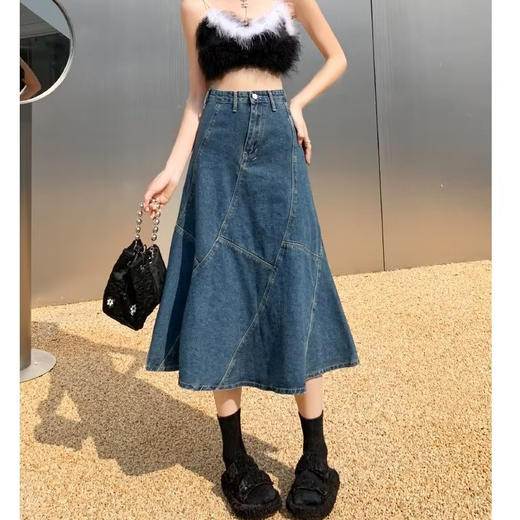 百搭中裙新款【气质牛仔裙 流行文艺半身裙女】慵懒潮流 自然腰ins时尚 商品图5