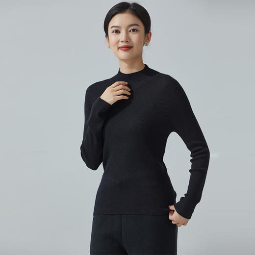 东黎 • 丝绒女士春秋精纺全成型半高领打底套衫 3705 商品图1