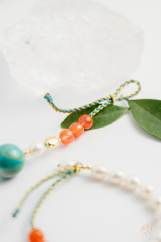 天然珍珠大漆珠南红国风编织手链 商品图2