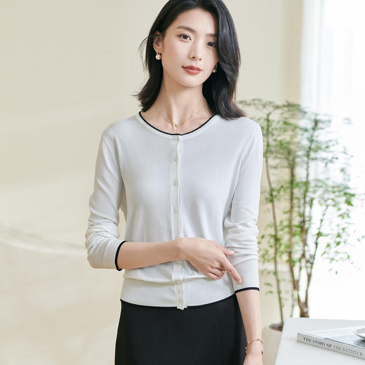 剩S/M/XL 【百搭开衫】2026春季新款简约休闲风薄款针织开衫空调衫0669 商品图1