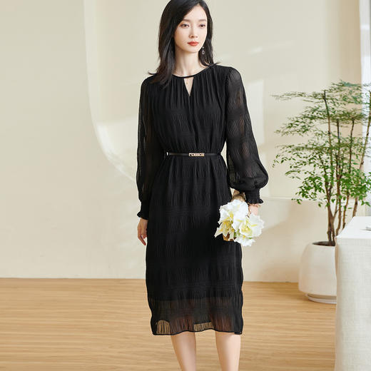 剩XL/XXL 【泡泡袖连衣裙】2025春季新款时尚优雅气质简约直筒裙0303 商品图0