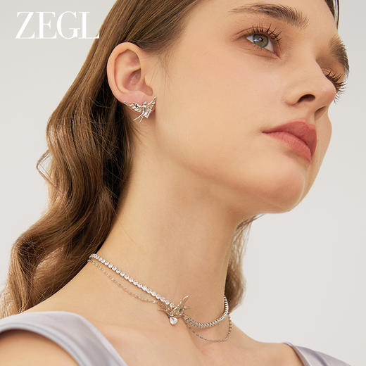 ZEGL设计师飞鸟系列燕子925银耳环女高级感2024新款耳钉秋冬耳饰 商品图2
