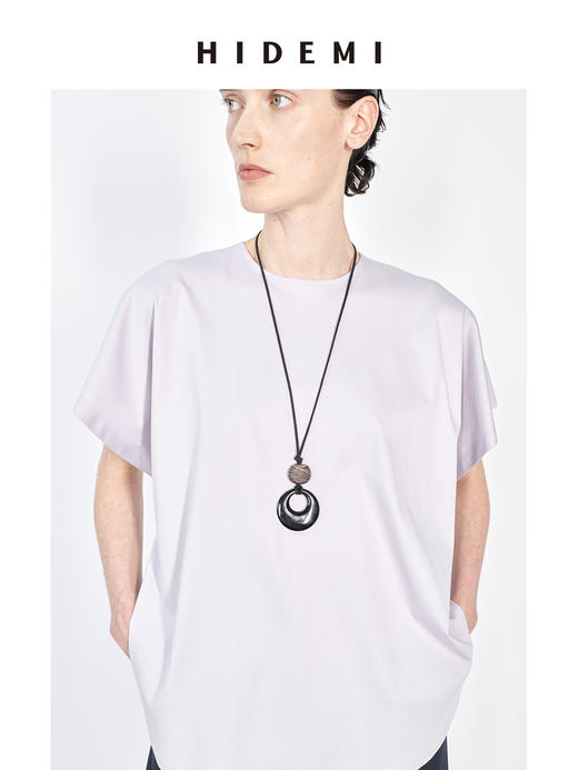 HIDEMI 春夏基础简约经典圆领廓形感柔软女装短袖T恤打底衫 商品图9