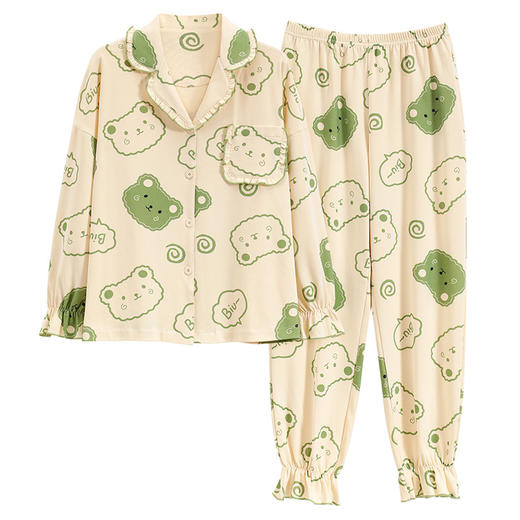 2025年新款【睡衣女春夏纯棉长袖 韩版时尚ins风】女士休闲风家居服 学生款家居服 商品图4