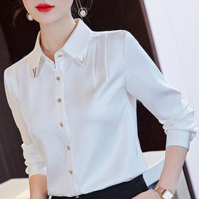 ALBB-新款白色长袖衬衫女时尚洋气设计感小众女神范雪纺白衬衣