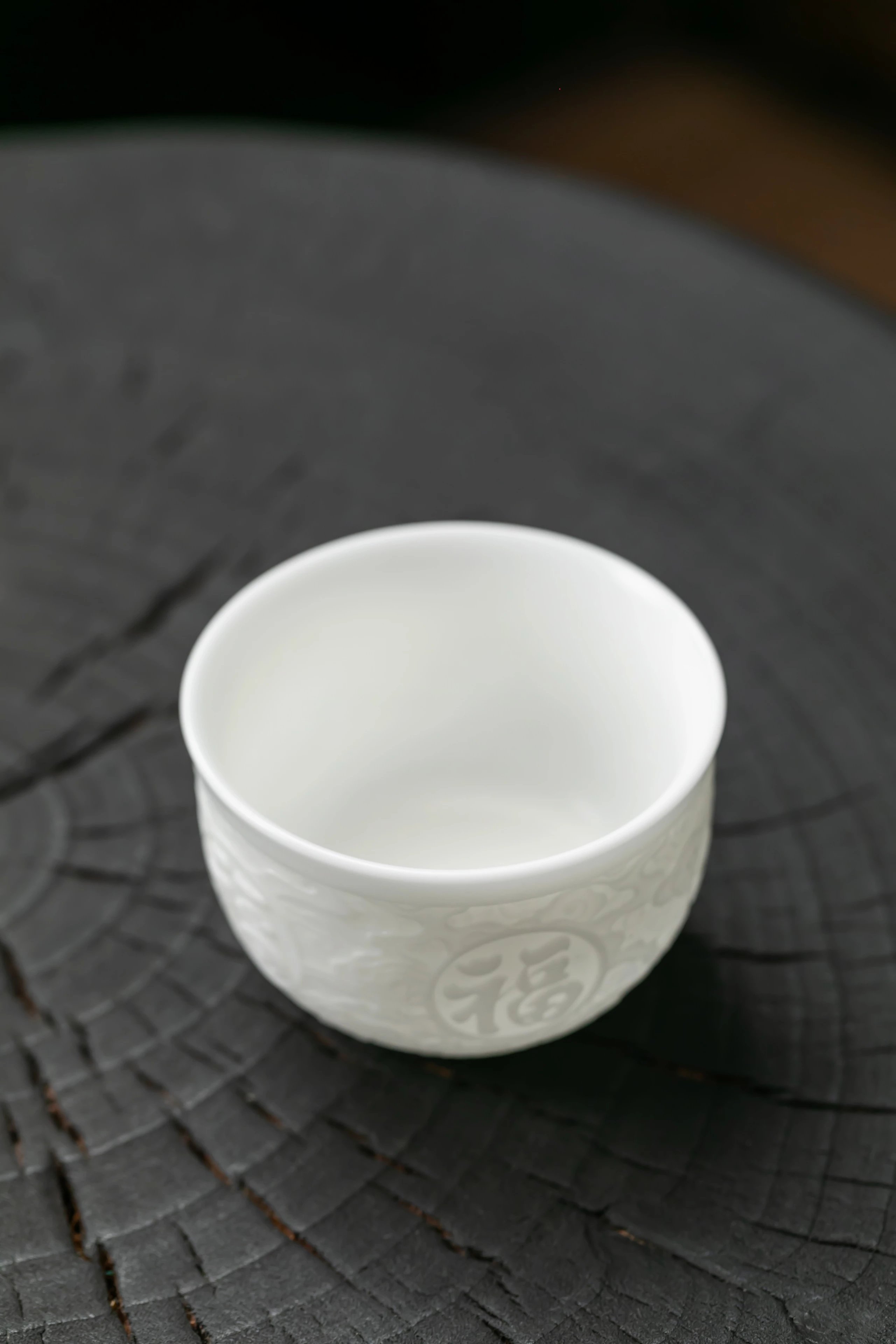 【德化羊脂玉瓷·祥云瑞气茶杯】浮雕"福"字 吉祥美好 采用原生态高岭