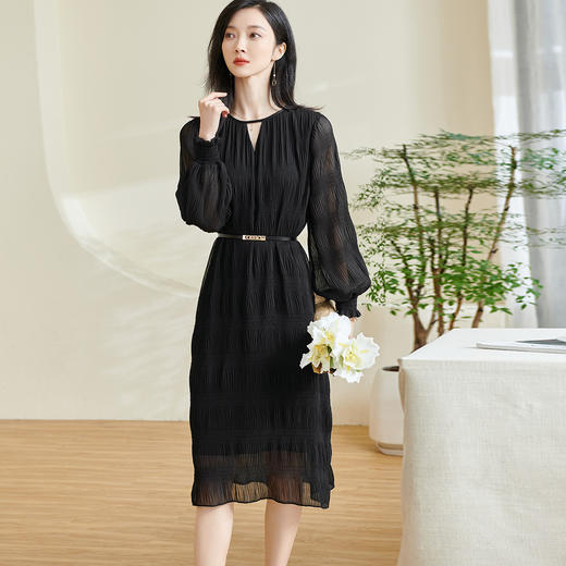剩XL/XXL 【泡泡袖连衣裙】2025春季新款时尚优雅气质简约直筒裙0303 商品图2