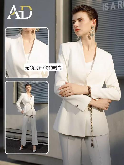 高端职业西装套装女主持人正装西服外套显瘦白色上镜演讲服装 商品图1