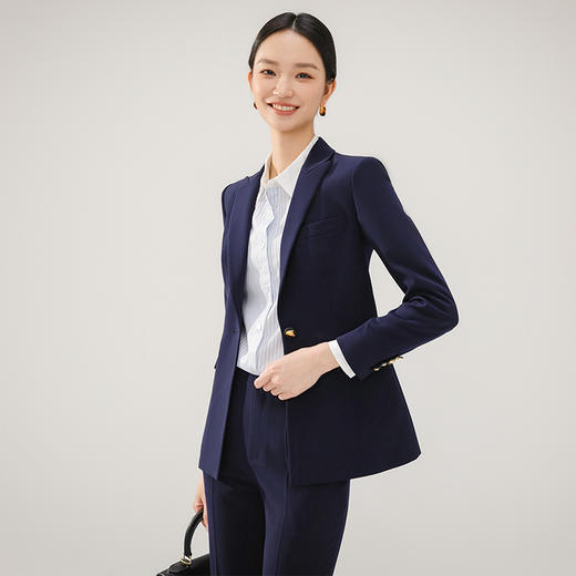 藏青色西装套装女春季2024年新款高级感职业气质正装西服外套工装 商品图0