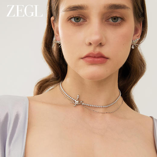 ZEGL设计师飞鸟系列燕子叠戴项链女925银2024新款颈链秋冬配饰品 商品图2