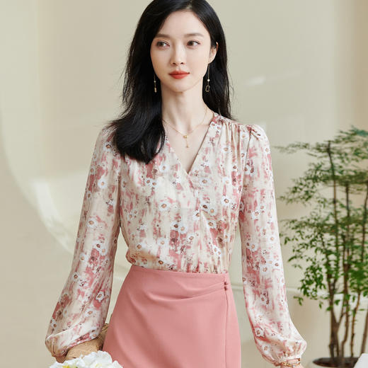 【印花衬衫】2026春季新款时尚优雅减龄简约百搭衬衣0395 商品图1