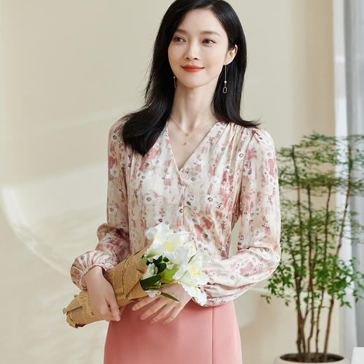【印花衬衫】2026春季新款时尚优雅减龄简约百搭衬衣0395 商品图2