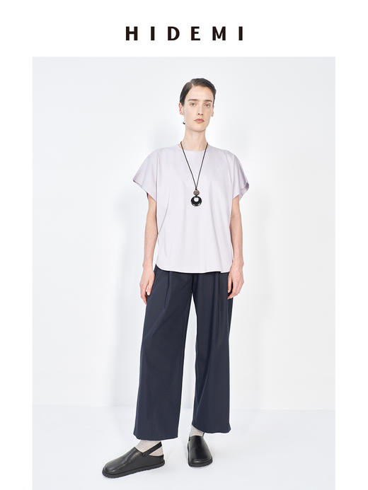 HIDEMI 春夏基础简约经典圆领廓形感柔软女装短袖T恤打底衫 商品图7