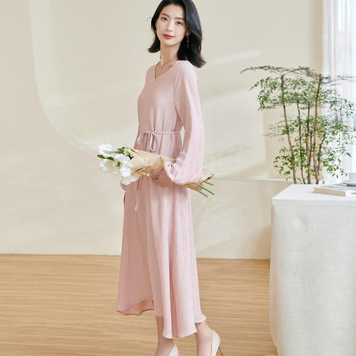 剩M/L/XL 【温柔A字裙】2026春季新款时尚简约气质纯色宽松连衣裙0882 商品图2