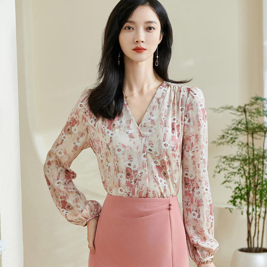 【印花衬衫】2026春季新款时尚优雅减龄简约百搭衬衣0395 商品图0