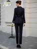 墨蓝色羊毛西装套装女职业正装新款暗格纹干练双排扣西服外套春 商品缩略图4