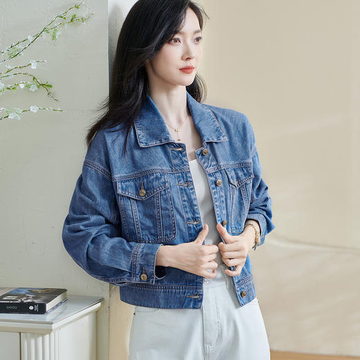 米思阳2026春季新款休闲短款牛仔外套天丝棉宽松上衣女5735 商品图2