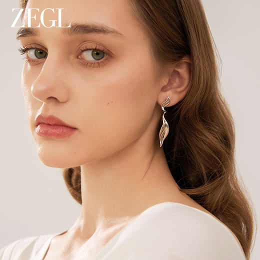 ZEGL设计师飞鸟系列叶子耳环女925银2024新款耳钉小众独特耳饰品 商品图3