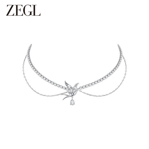 ZEGL设计师飞鸟系列燕子叠戴项链女925银2024新款颈链秋冬配饰品 商品图1