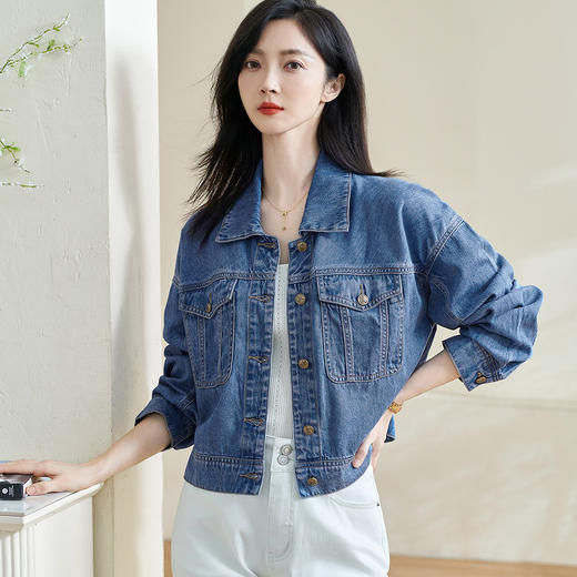 米思阳2026春季新款休闲短款牛仔外套天丝棉宽松上衣女5735 商品图0