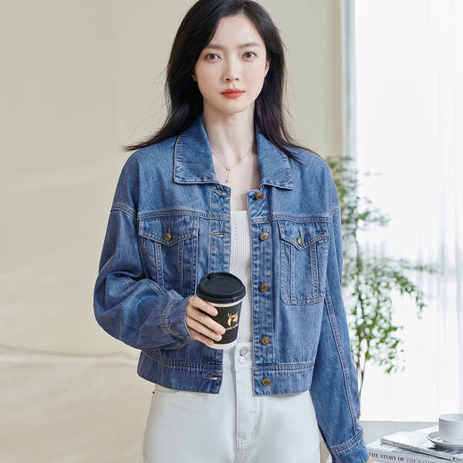 米思阳2026春季新款休闲短款牛仔外套天丝棉宽松上衣女5735 商品图3