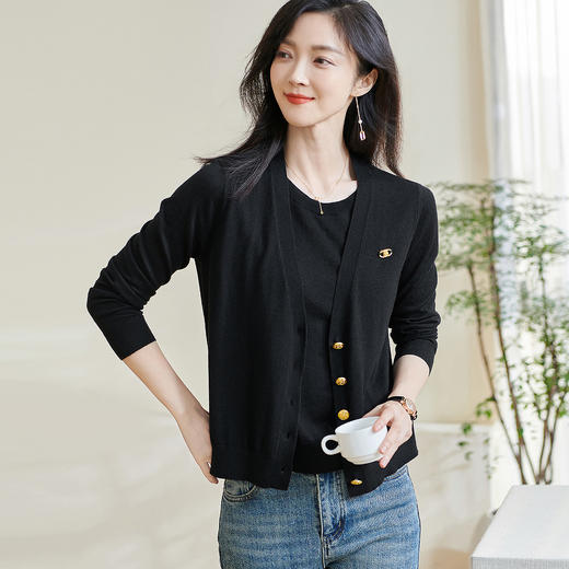 剩S/M 米思阳2026春季新款休闲慵懒风假两件针织衫宽松舒适羊毛上衣0778 商品图3