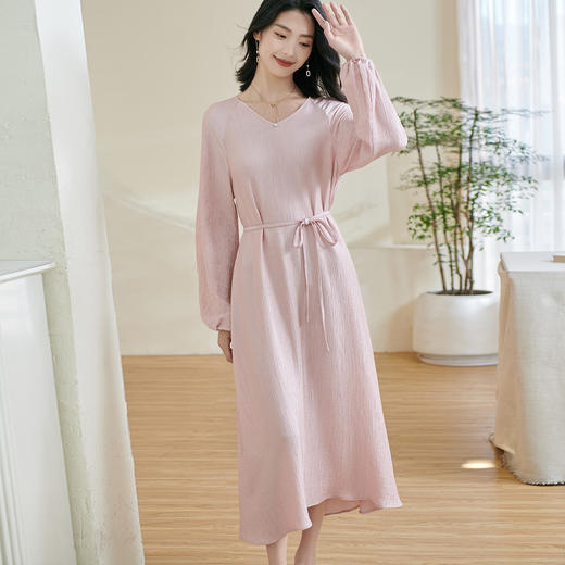 剩M/L/XL 【温柔A字裙】2026春季新款时尚简约气质纯色宽松连衣裙0882 商品图5