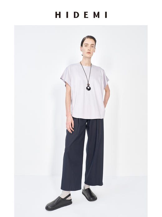 HIDEMI 春夏基础简约经典圆领廓形感柔软女装短袖T恤打底衫 商品图8