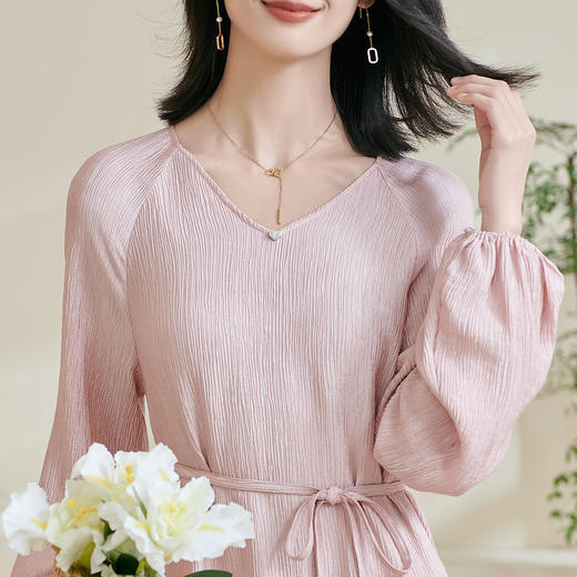 剩M/L/XL 【温柔A字裙】2026春季新款时尚简约气质纯色宽松连衣裙0882 商品图3