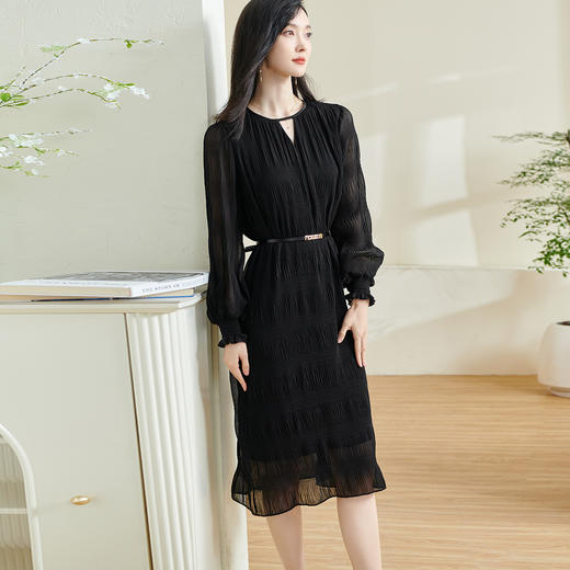 剩XL/XXL 【泡泡袖连衣裙】2025春季新款时尚优雅气质简约直筒裙0303 商品图3