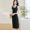 米思阳2026春季新款简约气质搭配连衣裙收腰褶皱弹力修身小黑裙背心裙0209 商品缩略图1