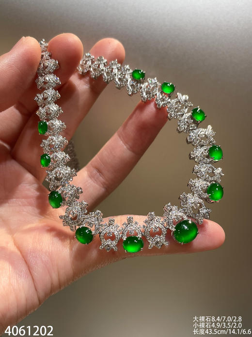 玻璃种帝王绿蛋面套链【4061202】具体价格微信咨询 商品图2