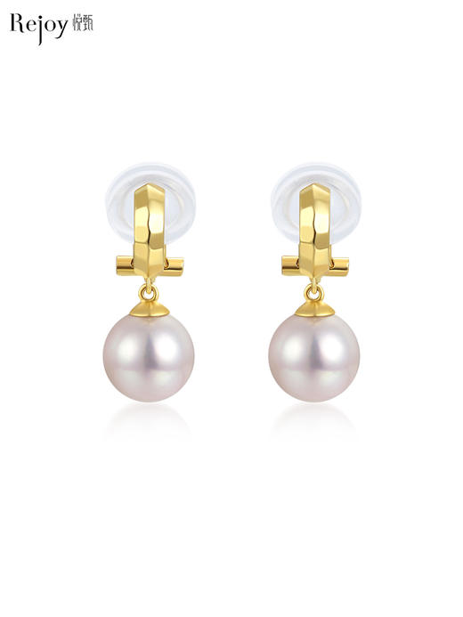 【天猫同款】悦甄 18k金k黄Akoya珍珠耳夹 玲珑 商品图0