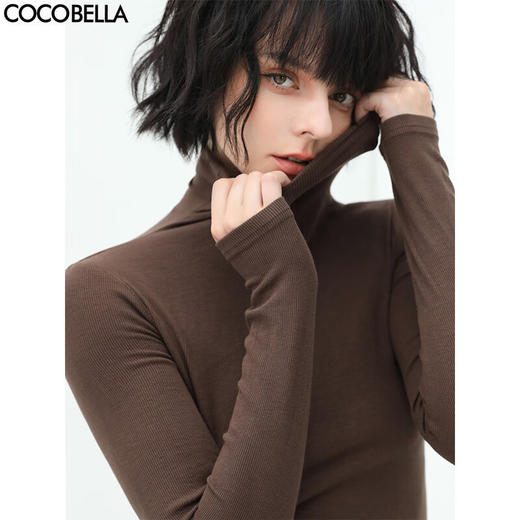 COCOBELLA质感PU标高领针织衫baby触感肌底衣超弹大码打底衫TS129 商品图1