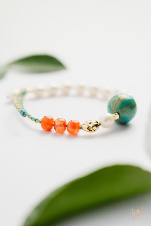 天然珍珠大漆珠南红国风编织手链 商品图1