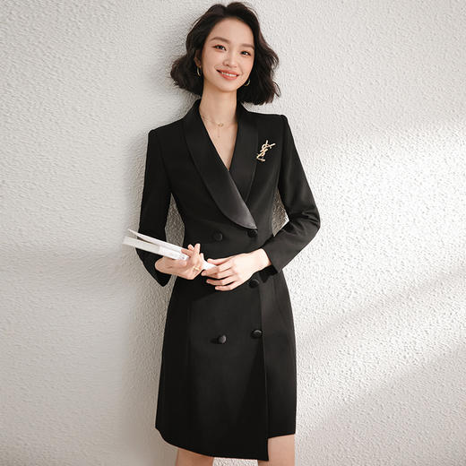 连衣裙女时尚气质主持人正装公务员教资面试通勤西装裙 商品图1