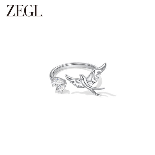 ZEGL设计师飞鸟系列燕子花戒指女925银简约高级感指环开口食指戒 商品图3