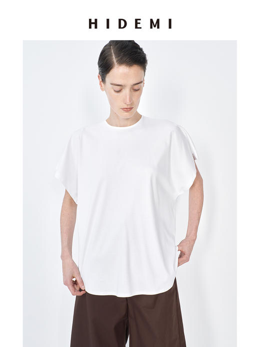 HIDEMI 春夏基础简约经典圆领廓形感柔软女装短袖T恤打底衫 商品图4