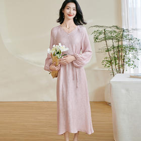 剩M/L/XL 【温柔A字裙】2026春季新款时尚简约气质纯色宽松连衣裙0882