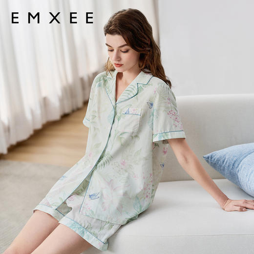 【家居服专场】EMXEE嫚熙花卉女士家居服短袖两件套 商品图3